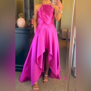 Lulu’s Broadway Show Magenta High-Low Maxi Dress